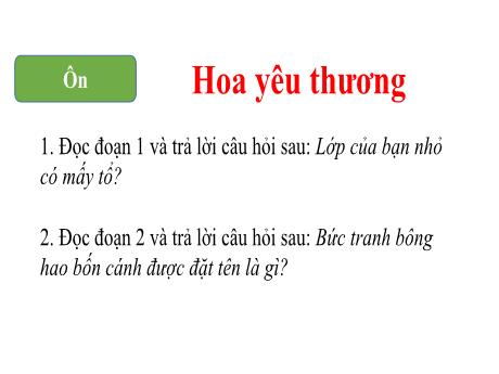 Bài giảng Tiếng Việt 1 - Bài 2: Cây bàng và lớp học