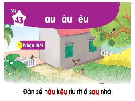 Bài giảng Tiếng Việt 1 - Bài 43: Au, âu, êu